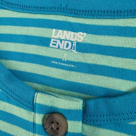 Lands' End Elbow Sleeve Striped Tee Shirt Women's SMALL 6/8 Cotton - Picture 2 of 5